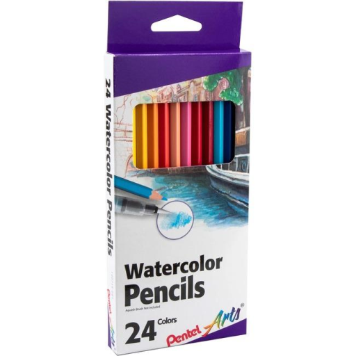 Pentel Arts WaterColour Pencil Set - Assorted Colours, 24-Pack