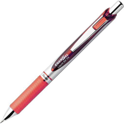 EnerGel Retractable Gel Roller, (0.7mm) Metal Tip, Orange Ink