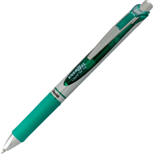 EnerGel Retractable Gel Roller, (0.7mm) Metal Tip, Green Ink
