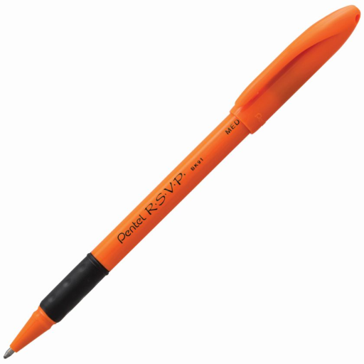 R.S.V.P. Safety Colour Barrel Ballpoint Pen Capped, Black Ink
