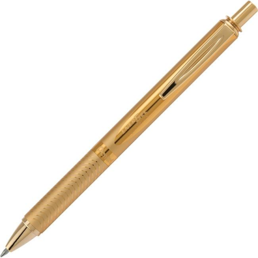 EnerGel Alloy Retractable Premium Liquid Gel Pen, (0.7mm) Metal Tip, Gold Barrel, Black Ink