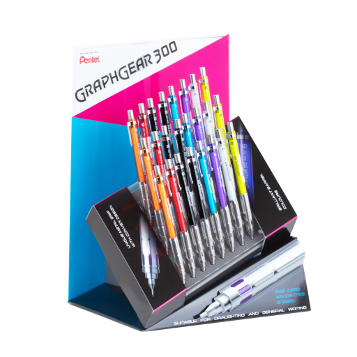 GraphGear 300 Mechanical Pencil 0.3/0.5/0.7/0.9mm, Mixed Open Stock Display, 48PCS