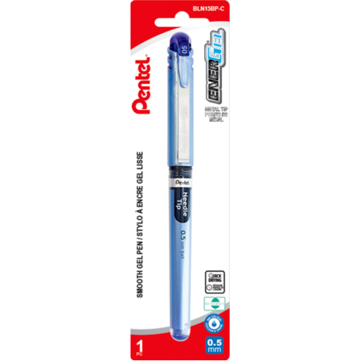 EnerGel Liquid Gel Pen, (0.5mm) Needle Tip, Blue Ink, 1PC Pack