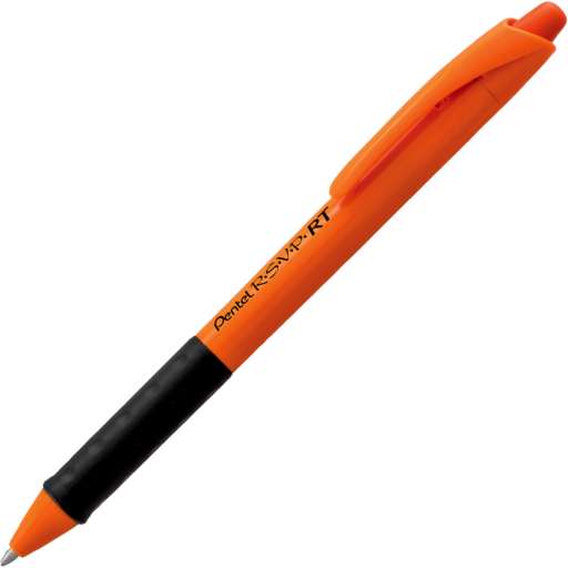 R.S.V.P. Safety Colour Orange Barrel Ballpoint Pen Retractable, Black Ink