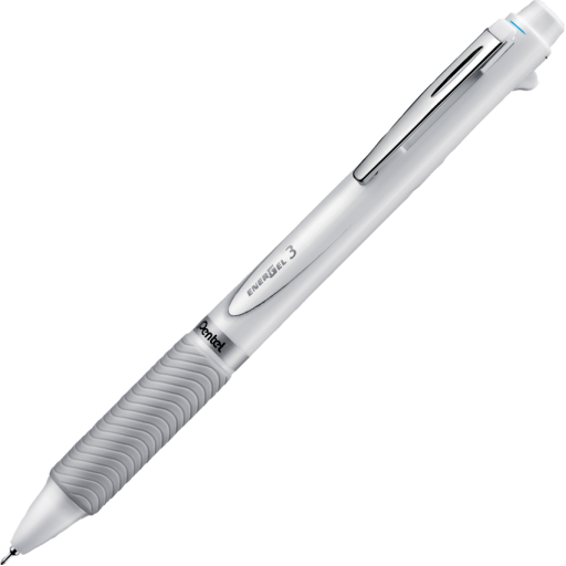 EnerGel 3 Multi-Function, 3-Ink Gel Pen, (0.5mm), Black/Red/Blue Ink, White Barrel