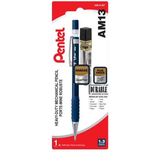 Pentel AM13 1.3mm Heavy Duty Mechanical Pencil and CH13-HB Lead