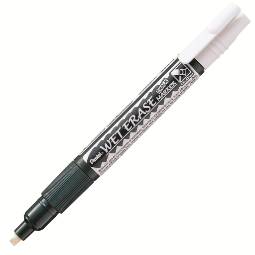 Pentel Arts Wet Erase Chalk Marker, Small Chisel Tip, White Ink