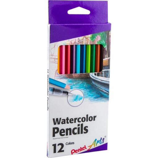 Pentel Arts WaterColour Pencil Set - Assorted Colours, 12-Pack