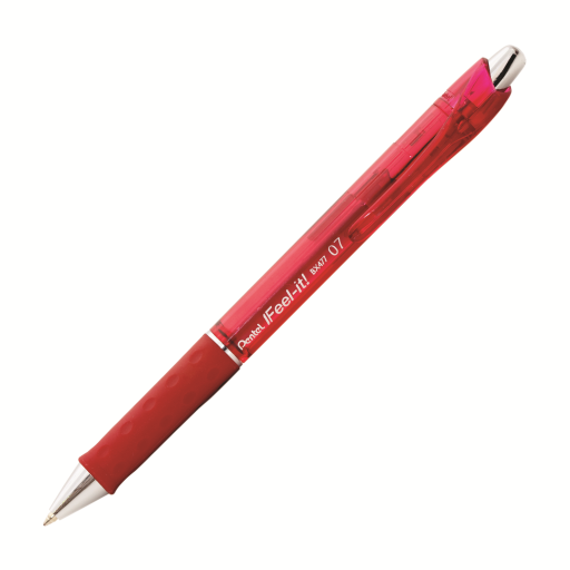 Feel-It! Retractable Ballpoint Pen, (0.7mm), Red Ink