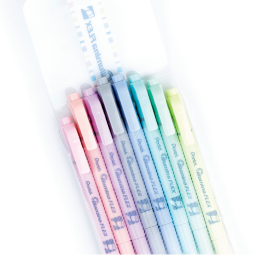 Illumina Flex Liquid Highlighter, Dual Tip - Chisel and Bullet, Pastel Colours 8PC Assorted Pack