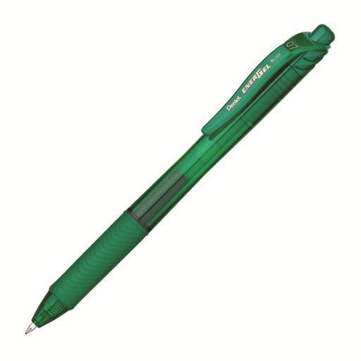 EnerGel-X Retractable Gel Roller, (0.7mm) Metal Tip, Green Ink