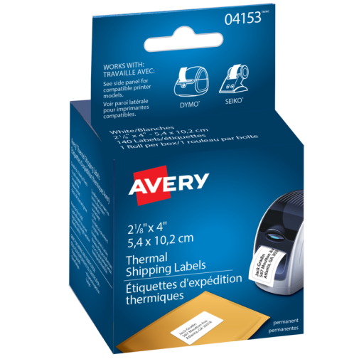 THERMAL LABELS, 2 1/8" X 4", ROLLS, PERMANENT, SHIPPING