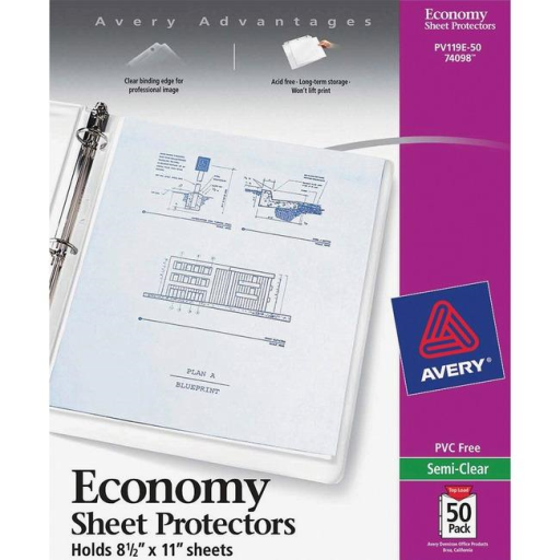 74098 SHEET PROTECTOR PRODUCTS, ECONOMY WEIGHT, NONGLARE, 5