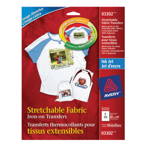3302 STRETCHABLE TSHIRT TRANSFERS, 8 1/2" X 11", 5 SHEETS/E