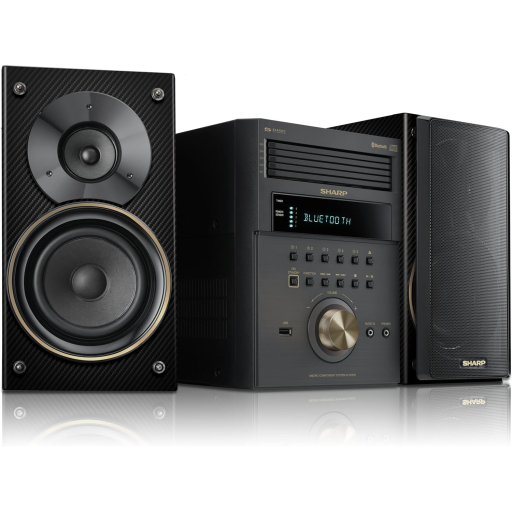 SHARP XL-BH250 Limited Edition 5-Disc Bluetooth Speaker Audio System with USB, AM/FM, and Champagne Gold/Carbon Fiber Finish