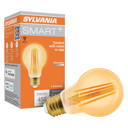SMART+ WiFi Filament Amber: A19 Amber White (2000K)