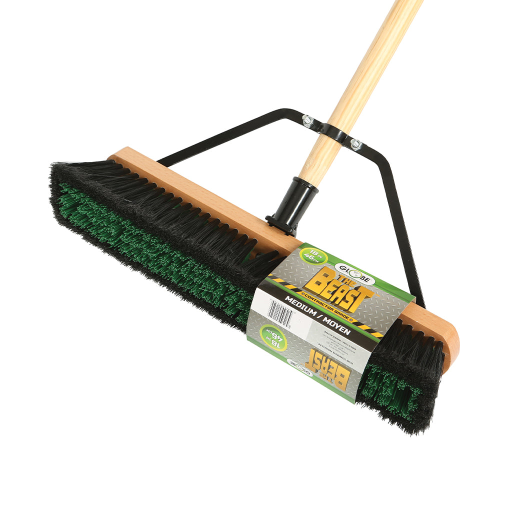 18" Assembled Wood Block Contractor push broom-Medium fibers