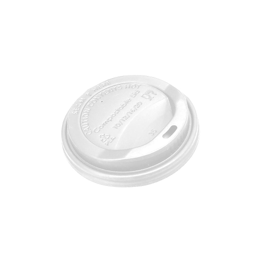 Compostable Dome Sip Lid - 10 - 20 oz / White (Pack of 50)