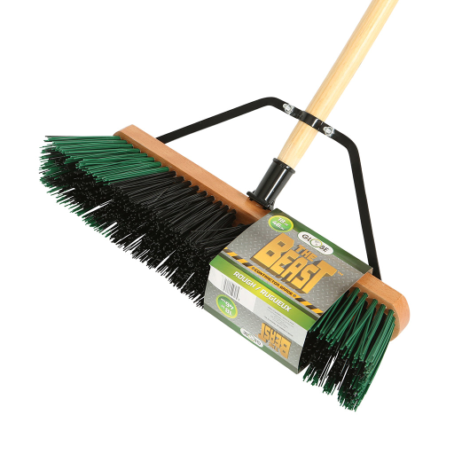 18" Assembled Wood Block Contractor push broom-Rough-High Fibers