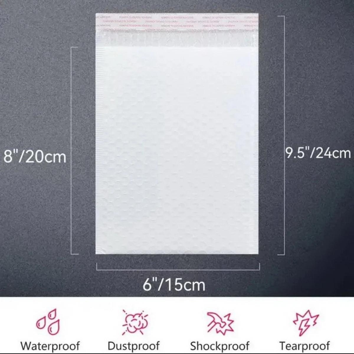 9.5x6inches Bubble Mailers White Poly Padded Envelopes Medium Mailing Opaque Packaging Postal Self Seal Waterproof Shipping Bags