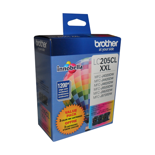 Brother LC2053PKS 3-Pack of Innobella  Colour Ink Cartridges (1 each of Cyan, Magenta, Yellow), Super High Yield (XXL Series) Brother