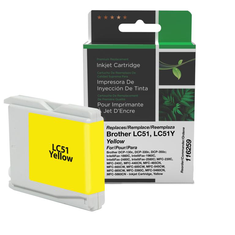 Yellow Ink Cartridge for Brother LC51