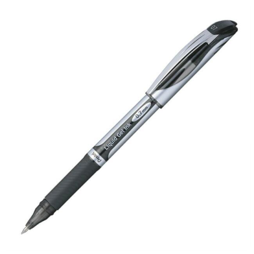 EnerGel Liquid Gel Pen, (0.7mm) Metal Tip, Capped, Black Ink