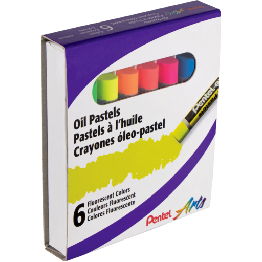 Pentel Arts Fluorescent Oil Pastels - 6 Colour Set