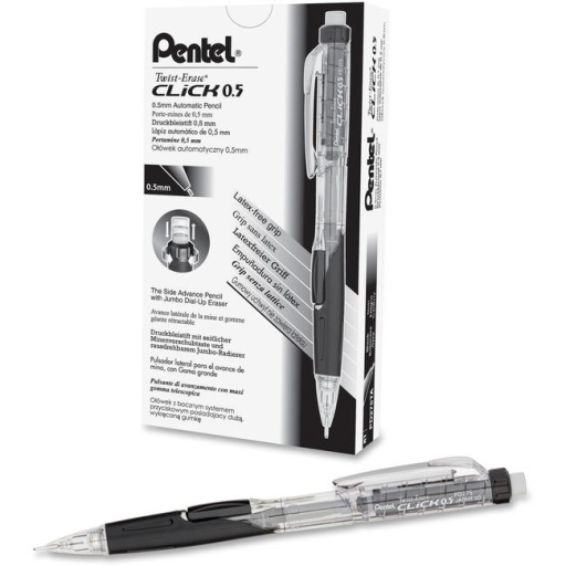 Twist-Erase Click Mechanical Pencil (0.5mm) Clear Barrel, Black Grip