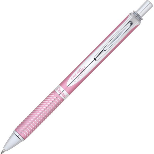 EnerGel Alloy Retractable Premium Liquid Gel Pen, (0.7mm) Metal Tip, Pink Barrel, Black Ink