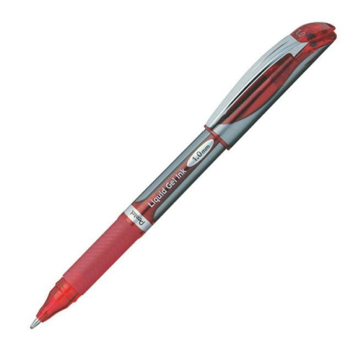EnerGel Retractable Gel Roller, (1.0mm) Metal Tip, Red Ink