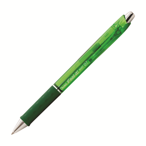 Feel-It! Retractable Ballpoint Pen, (0.7mm), Green Ink