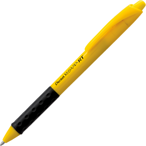 R.S.V.P. Safety Colour Yellow Barrel Ballpoint Pen Retractable, Black Ink
