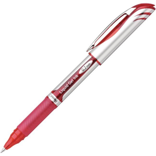 EnerGel Liquid Gel Pen, (0.7mm) Metal Tip, Capped, Red Ink
