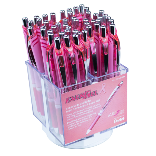 EnerGel Pink Retractable Gel Roller, (0.7mm), Open Stock Display, 48PCS
