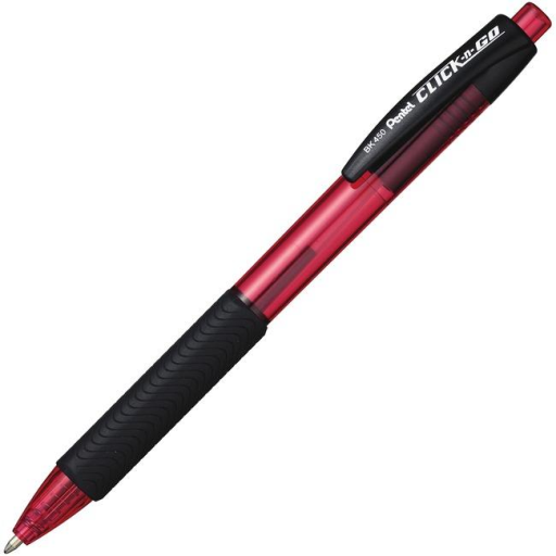 Click-N-Go Retractable Ballpoint Pen, (1.0mm), Red Ink