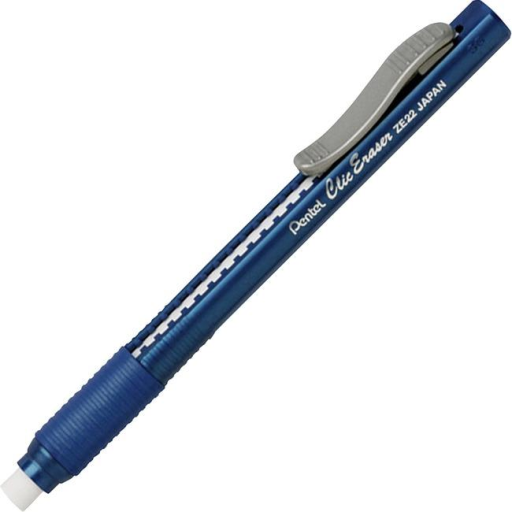 Clic Eraser Grip Retractable Eraser with Grip, Blue Barrel