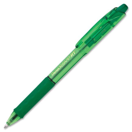 R.S.V.P. RT Colours Retractable Ballpoint Pen, (1.0mm), Green Barrel, Green Ink