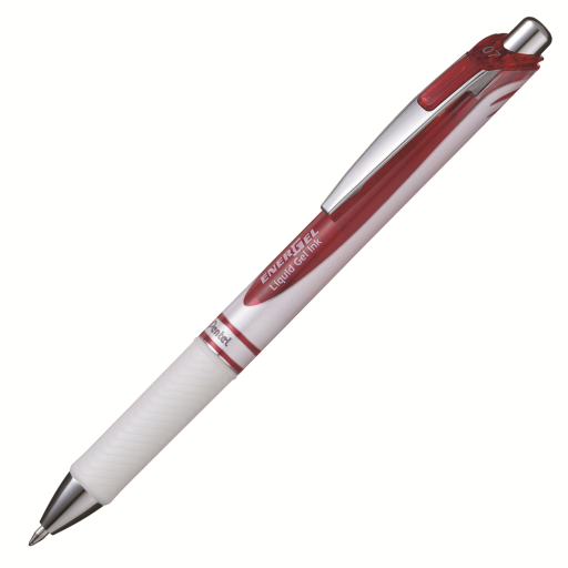 EnerGel Pearl Liquid Gel Pen, (0.7mm) Metal Tip, Red Ink