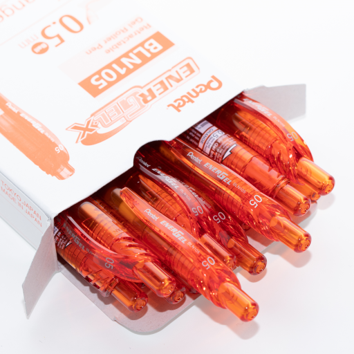 EnerGel-X Retractable Gel Roller, (0.5mm) Needle Tip, Orange Ink