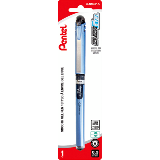 EnerGel Liquid Gel Pen, (0.5mm) Needle Tip, Black Ink, 1PC Pack