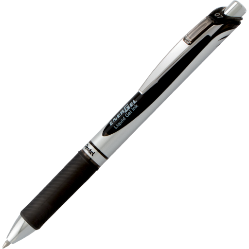 EnerGel Retractable Gel Roller, (0.7mm) Metal Tip, Black Ink