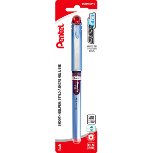 EnerGel Liquid Gel Pen, (0.5mm) Needle Tip, Red Ink, 1PC Pack