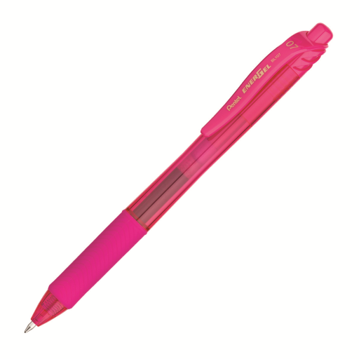 EnerGel-X Retractable Gel Roller, (0.7mm) Metal Tip, Pink Ink