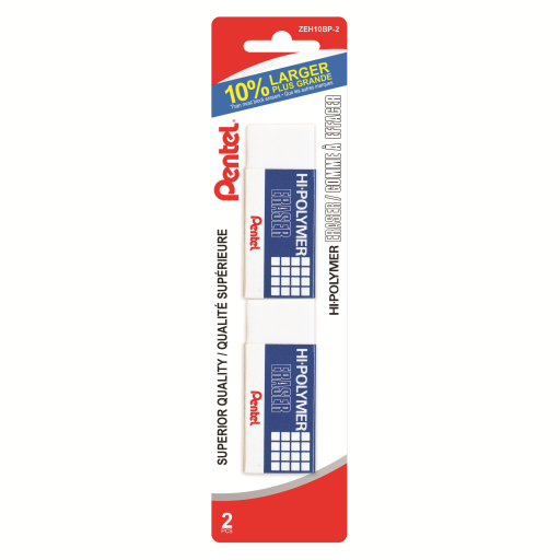 Hi-Polymer Large White Eraser, 2PC Pack