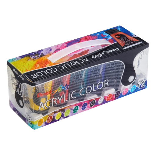 Pentel Arts Acrylic Colour Paint Set 12 Colours