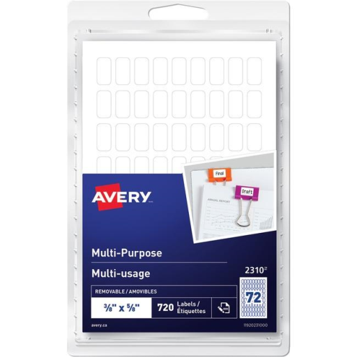 Avery® Multi-Purpose Removable Labels Handwrite, ?" x ?"  Removable Matte White Paper / White / Removable