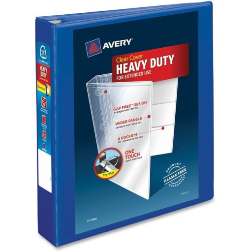 Avery View 1½" HD View Binder, Pacific Blue, Gap Free D-Ring, 400 sheet capacity (w/out consumer packaging)