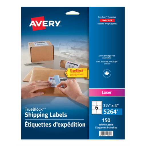 5264 WHITE, TRUEBLOCK, 4" X 3 1/3", PERMANENT,  25 SHEETS/EN