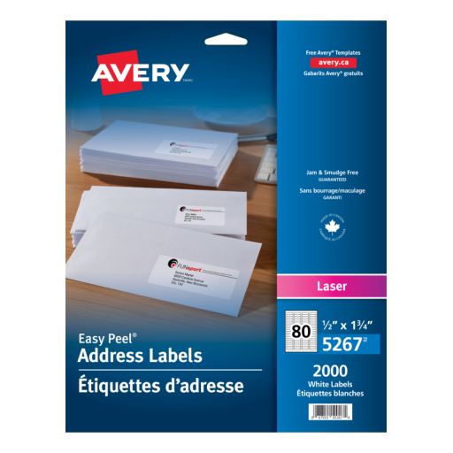 5267 WHITE, EASY PEEL, 1 3/4" X  1/2", PERMANENT,  25 SHEETS